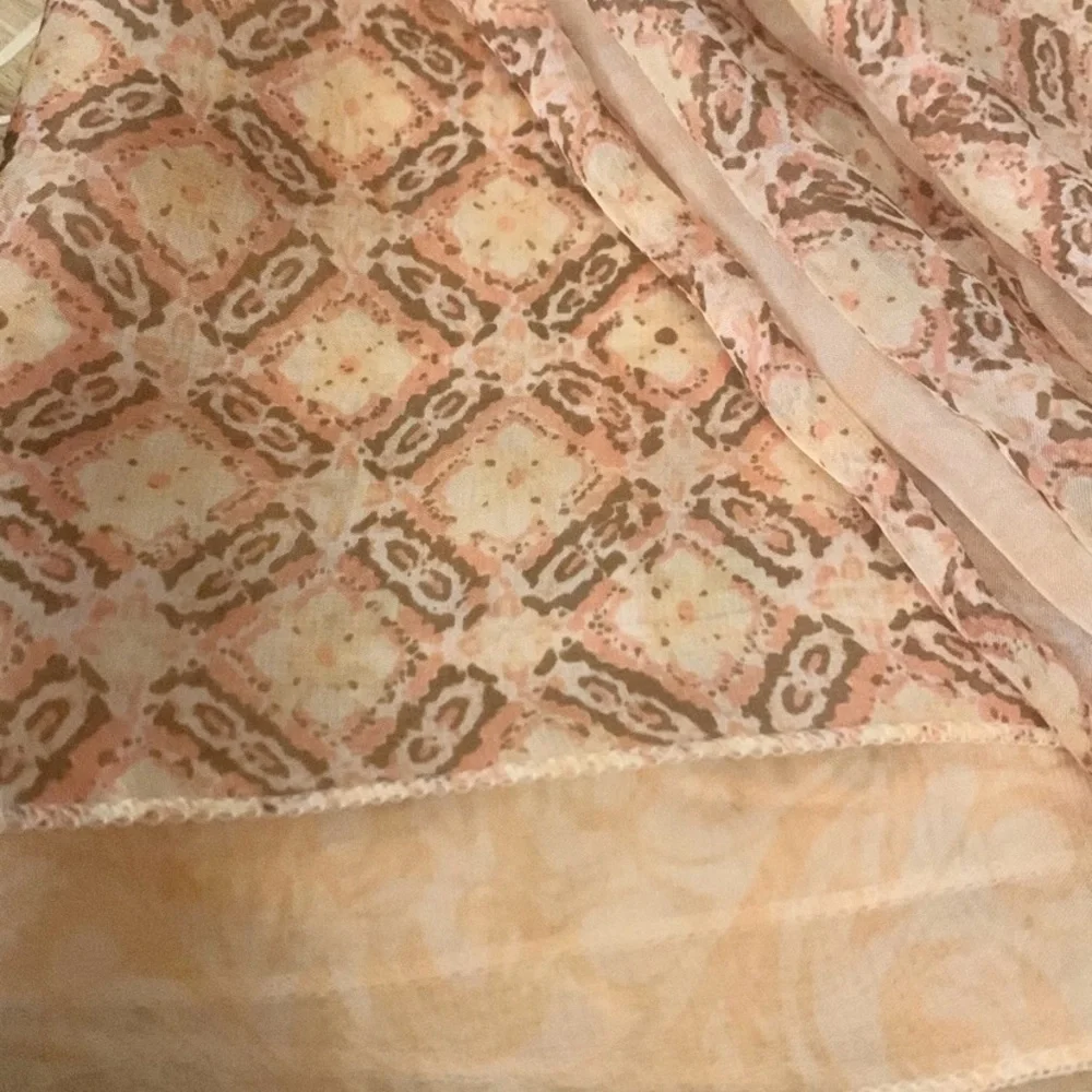 Womens infinity scarf light pink and brown patterned